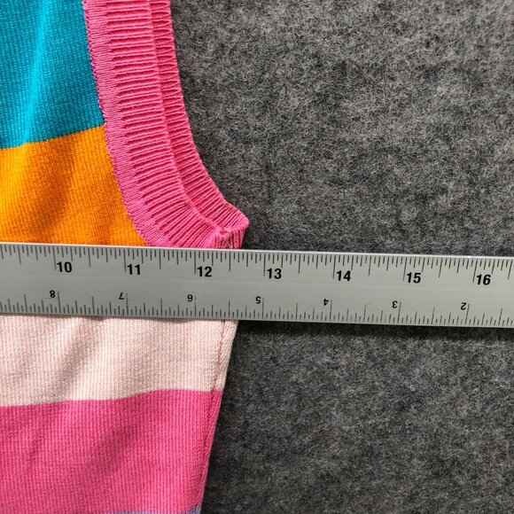 Zara Cropped Sleeveless Sweater Womens S Multicolor Stripe Candy Crewneck Fitted - Picture 8 of 9